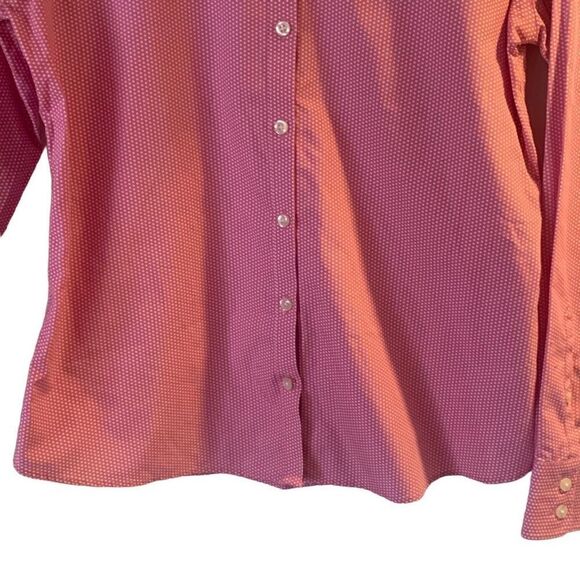 Pre Owned Women’s Lands’ End Long Sleeve Pink Polka Dot Shirt No Iron Sz 2 Style - Picture 5 of 10